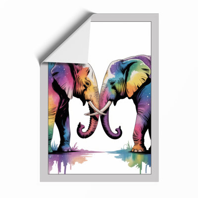 Elephants in Watercolour Modern - Framed Print