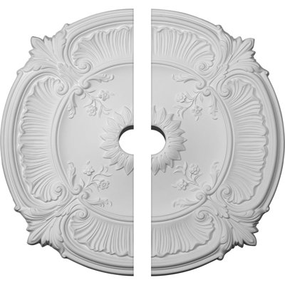 Endurathane Attica Acanthus Leaf Ceiling Medallion, 30 1/8"OD x 3"ID x 1 1/2"P (Fits Canopies up to 3 1/4"), Two Piece, Factory Primed