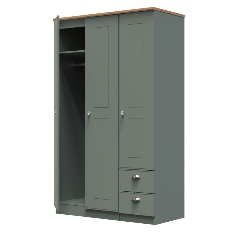 Conners Manufactured Wood Wardrobe, Reed Green/Riviera Oak