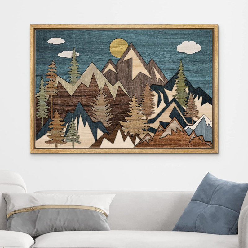 Reproduction sur toile de l'Ouest Western Wood, H 24 po x l 36 po x P 1,5 po, Cadre naturel flottant