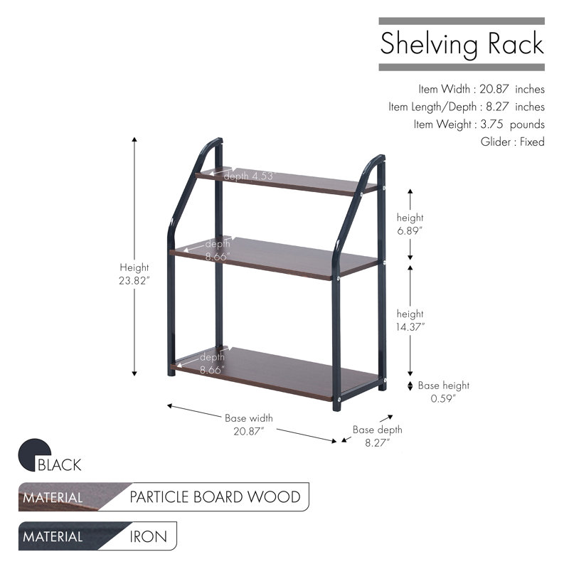 Chyna 20.87'' W Shelving Unit, Black/Dark Brown
