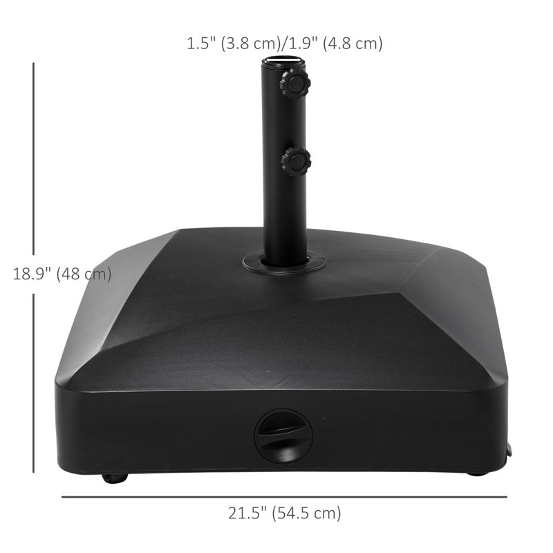 Pied de parasol de jardin robuste Shareema 60 kg avec roulettes, noir