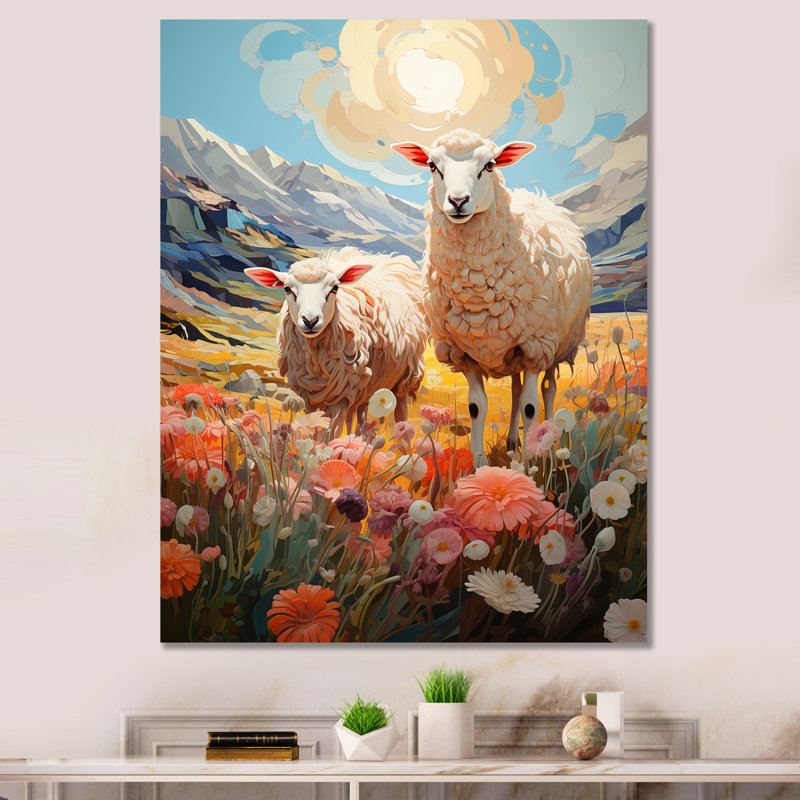 Décoration murale moutons fantaisistes - animaux, Toile tendue, H 20 po x l 12 po x P 1 po