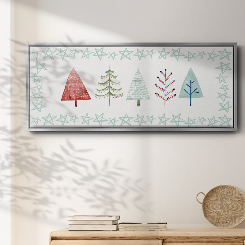 Christmas Tree Whimsy Collection C- Framed Canvas, 24" H x 60" W