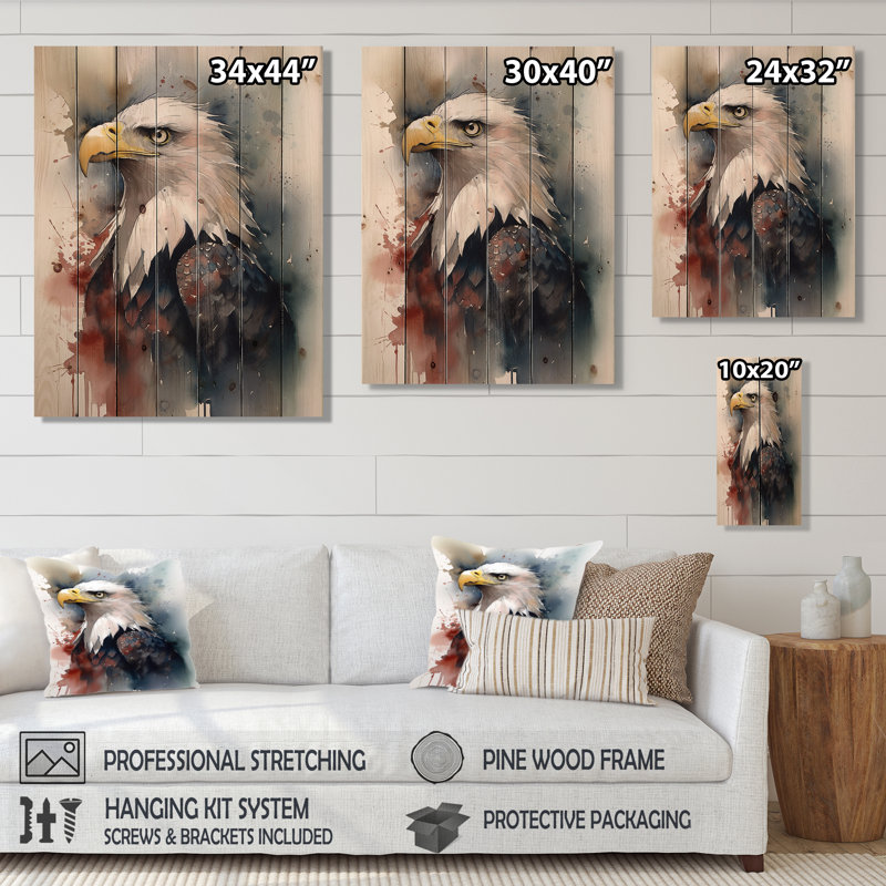 Fairmeade Eagle Portrait II sur bois, H 20 po x l 10 po x P 0,78 po