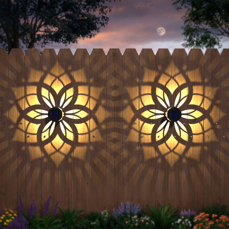 2 Pack Solar Fence Lights Metal Solar Powered Outdoor Waterproof Wall Deck Step Lights For Garden