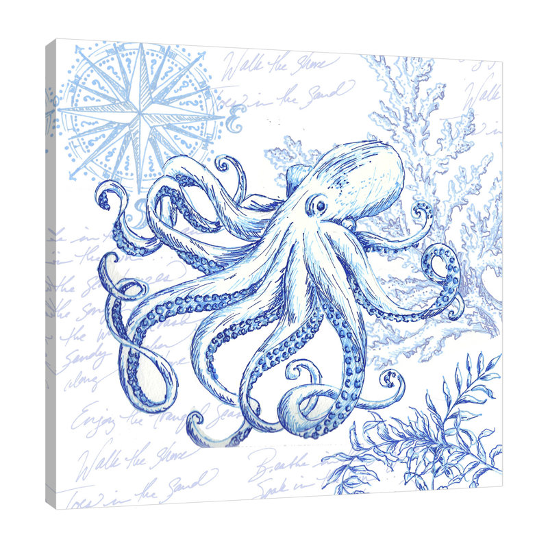 " Coastal Sketch: Octopus ", 12" H x 12" W x 1.5" D