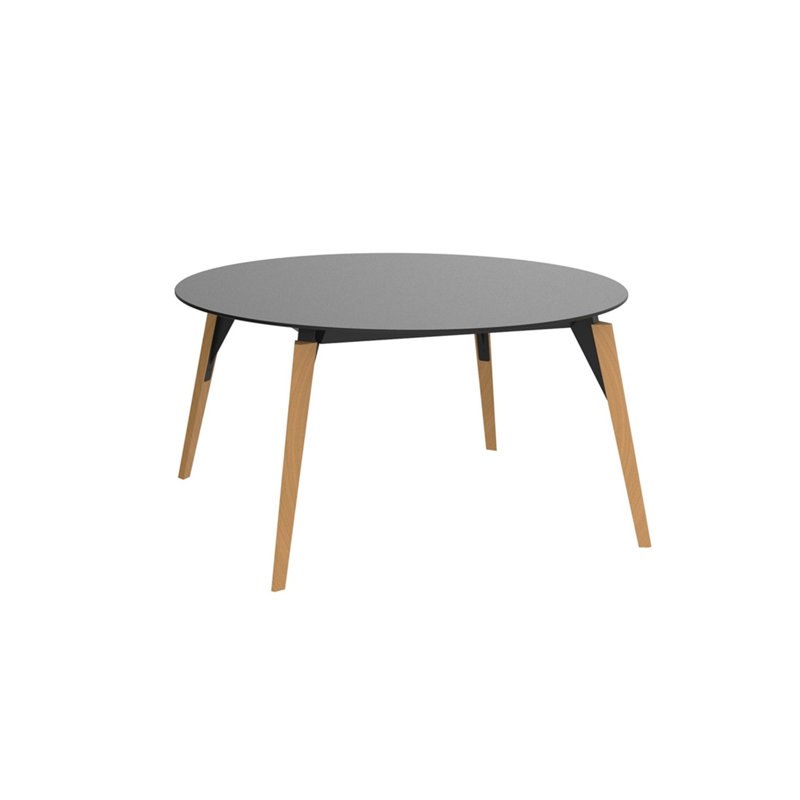 Faz Wood Lounge Table Edge Top, Black, Oak, 47.25" W x 47.25" L