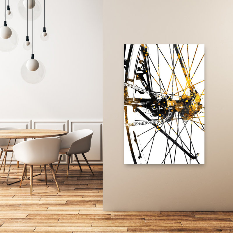 Art mural abstrait doré, 48" H x 32" W