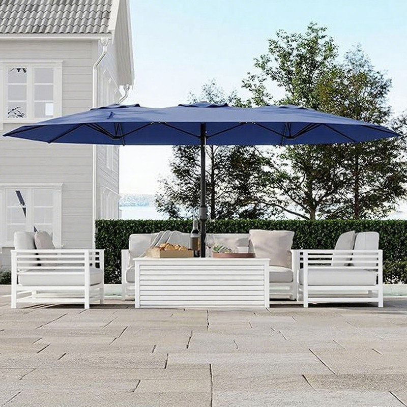 108'' Double-Side Rectangular Market Pool Umbrellas without Base, Blue