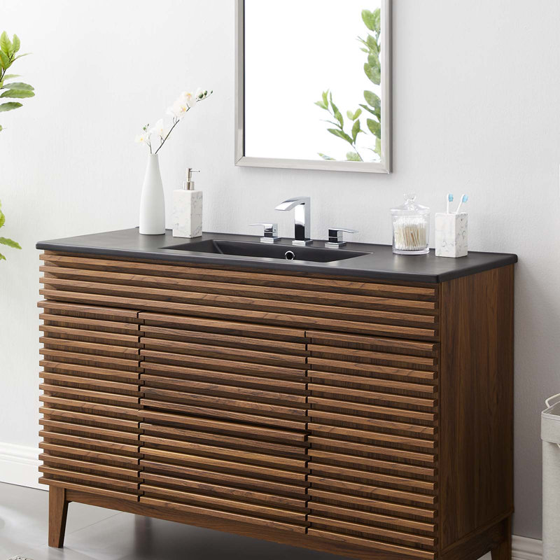 Modway Cayman 48" Single Basin Bathroom Sink, Black