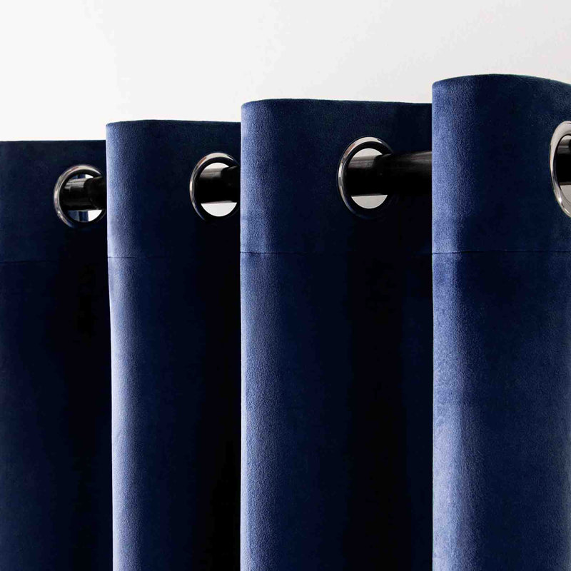 Velvet Blackout Curtain Pair (Set of 2), Navy Blue