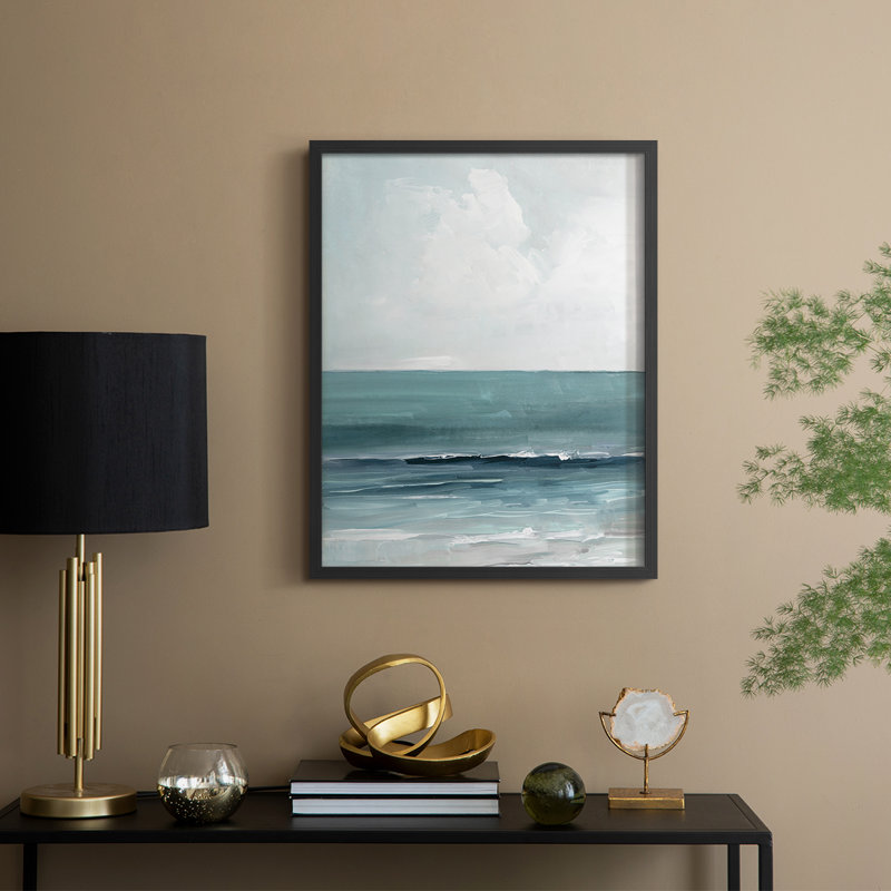 «Teal Seas I», reproduction encadrée - bois massif, Noir, H 11 po x l 9 po