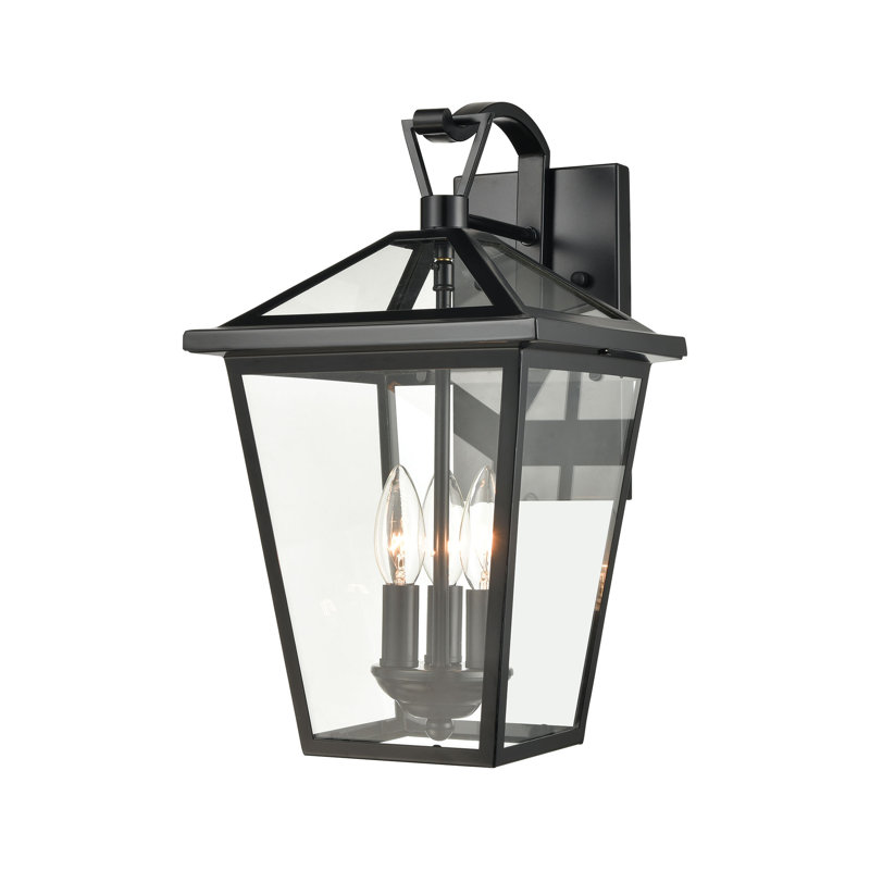 Applique murale d'extérieur 3 lumières de 16 po de hauteur Main Street - Noir, H 16 po x l 9 po x P 11 po