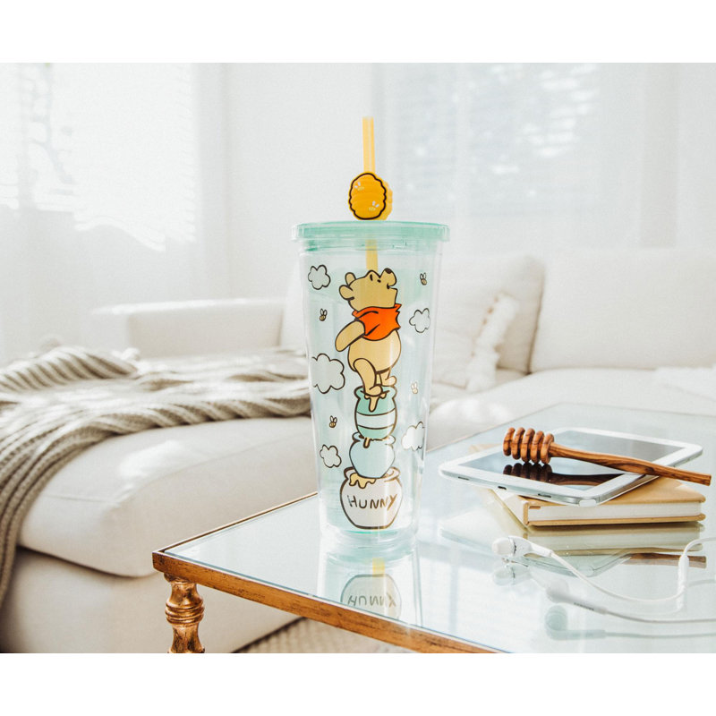 Tasse de carnaval avec couvercle et paille Disney Winnie l'Ourson Hunny | Peut contenir 24 onces