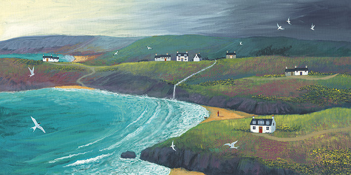 Coastal Hills - Print, 30cm H x 60cm W x 3.08cm D, Wrapped Canvas