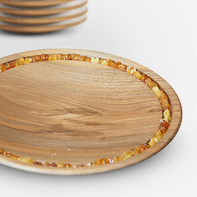 Johara Wood Platter, Brown/Amber Gold