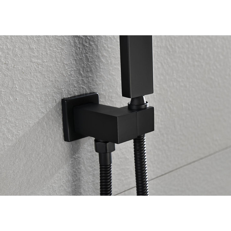 Shower System Featuring Rain Head And Hand In Black Matte With Handheld