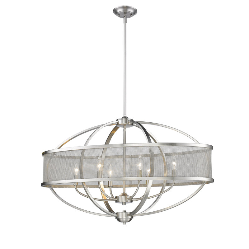 Lustre 6 lumières façon bougie Petitt, Étain, Étain