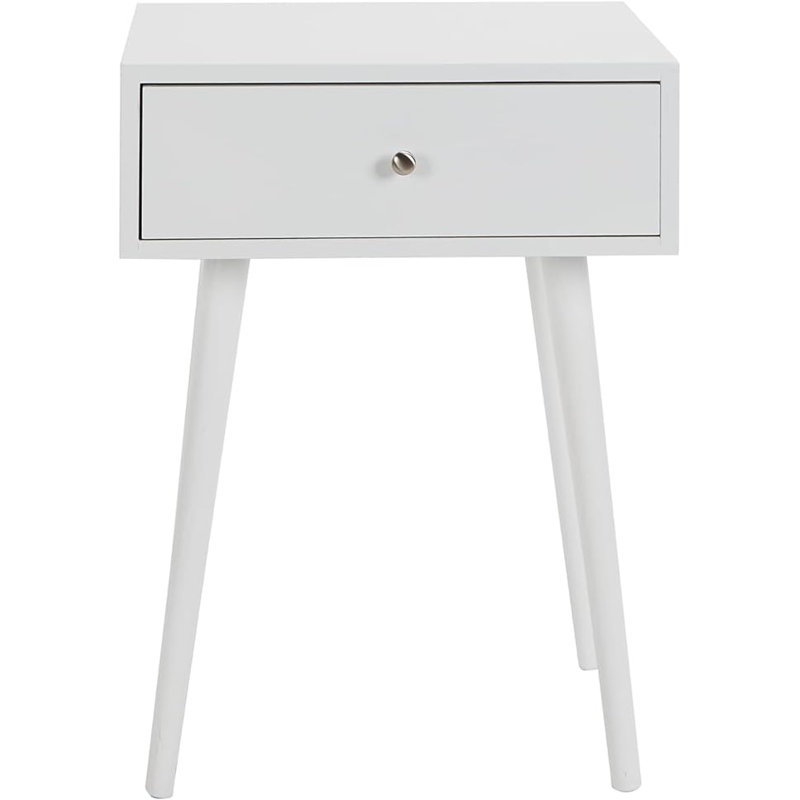 Guewen Modern Accent End Table with Storage Drawer, White
