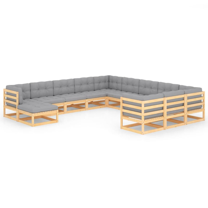Ensemble de conversation modulaire avec coussins Sheniah, Gris, Brun