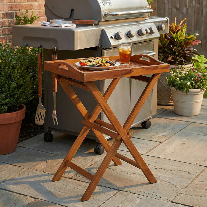 Cecilia Rectangular Teak Folding Outdoor Side Table , 23.5'' in. W 29.75'' in. D