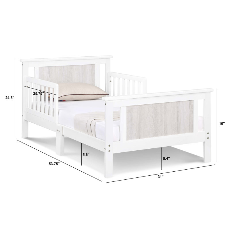 Connelly Toddler Bed and Nightstand Bundle, White, White