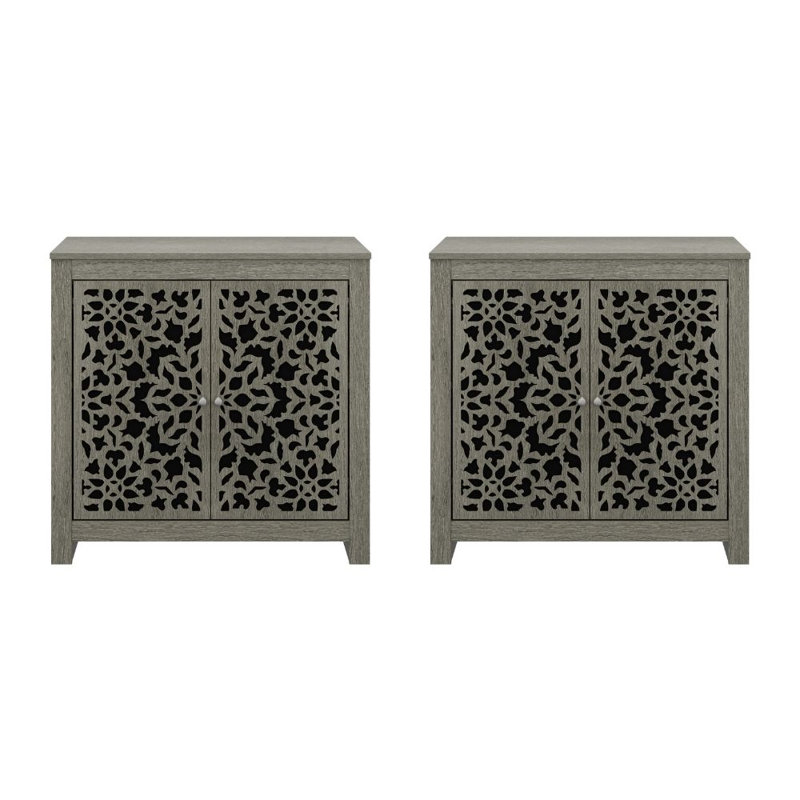 Norberto Transitional Coordinated Accent Cabinet Set Of 2, Coffee Gray Oak