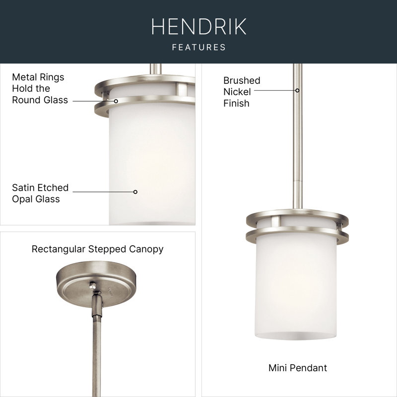1 - Light Single Pendant, Brushed Nickel