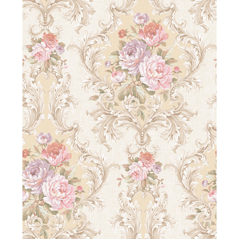 Papier peint floral camouflé Seabrook Designs, Brun clair / rosé