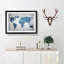 Teal Blue Map of the World in Abstract - Picture Frame Graphic Art Print on MDF-55729517-55729516