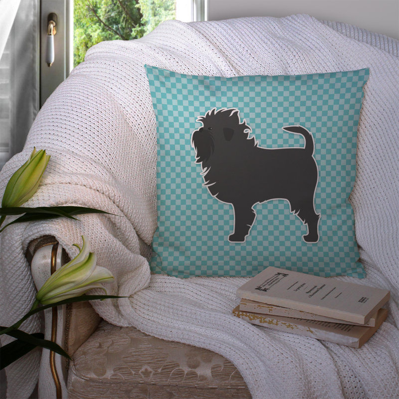 Coussin décoratif intérieur/extérieur affenpinscher, H 14 po x l 14 po x P 3 po, Bleu