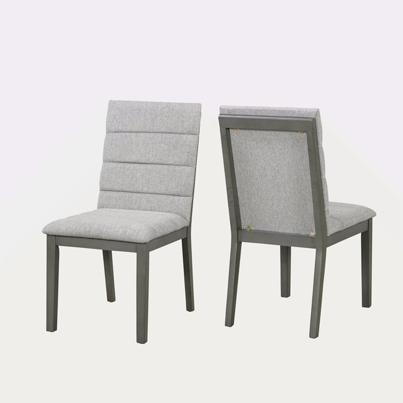 Ensemble de 2 chaises de salle à manger modernes à finition chêne gris et capitonnées, Gris clair, Gris