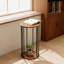 Support pour plante moderne Mid-Century avec plateau rond en bois, support pour plante d'intérieur en métal robuste et table de présentation pour le salon et la chambre à coucher