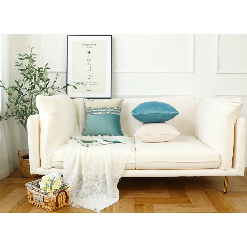 Coussin en velours Mira, Crème