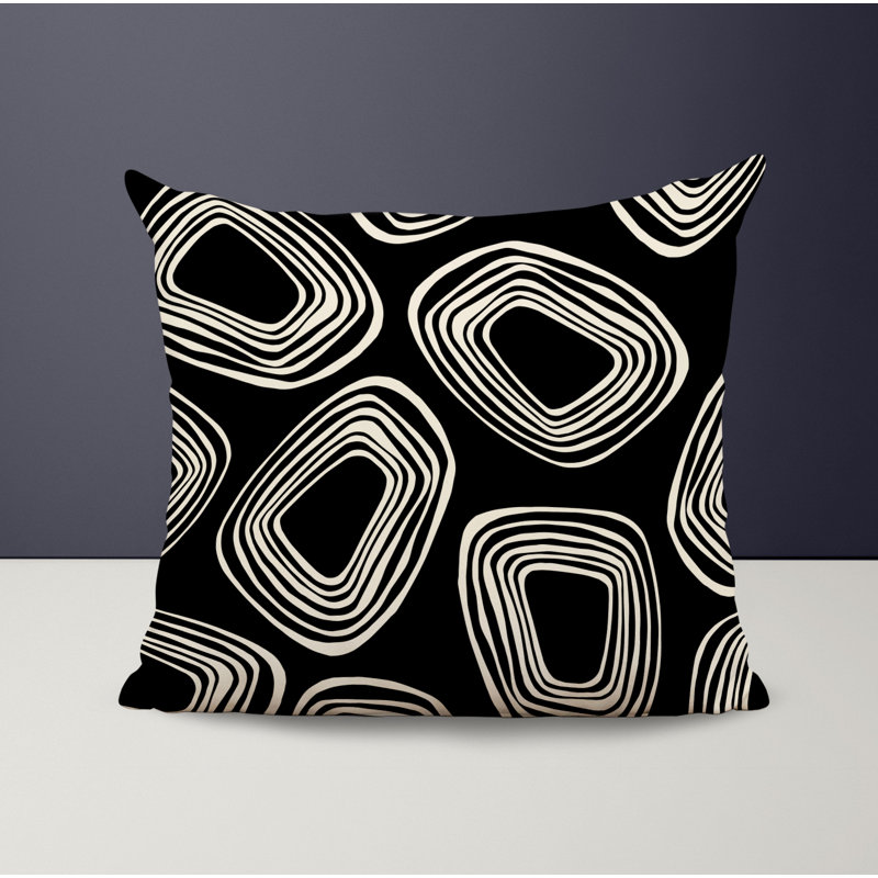 Housse et insert de coussin décoratif en polyester, L 15 po x H 15 po, Noir