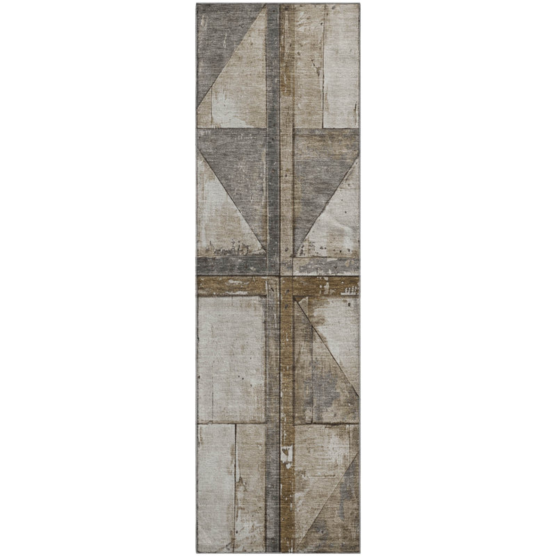 Premium Machine Washable Mayfield AMF1876 Geometric Rug, Runner 2'3" x 7'6"