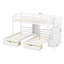 Triple lits superposés avec escalier et tiroirs de rangement, lit superposé simple au-dessus de simple et simple, structure en bois avec 3 lits superposés et tablettes intégrées