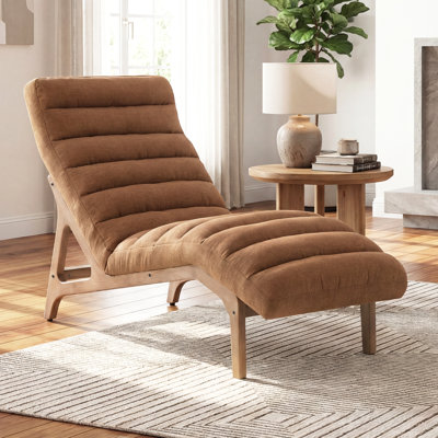 Chaise longue moderne rembourrée avec structure en bois massif pour la chambre à coucher ou le salon