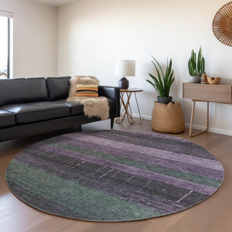 Keshira Purple Washable Indoor-Outdoor Rug - LOOMLAN, 8' x 8'
