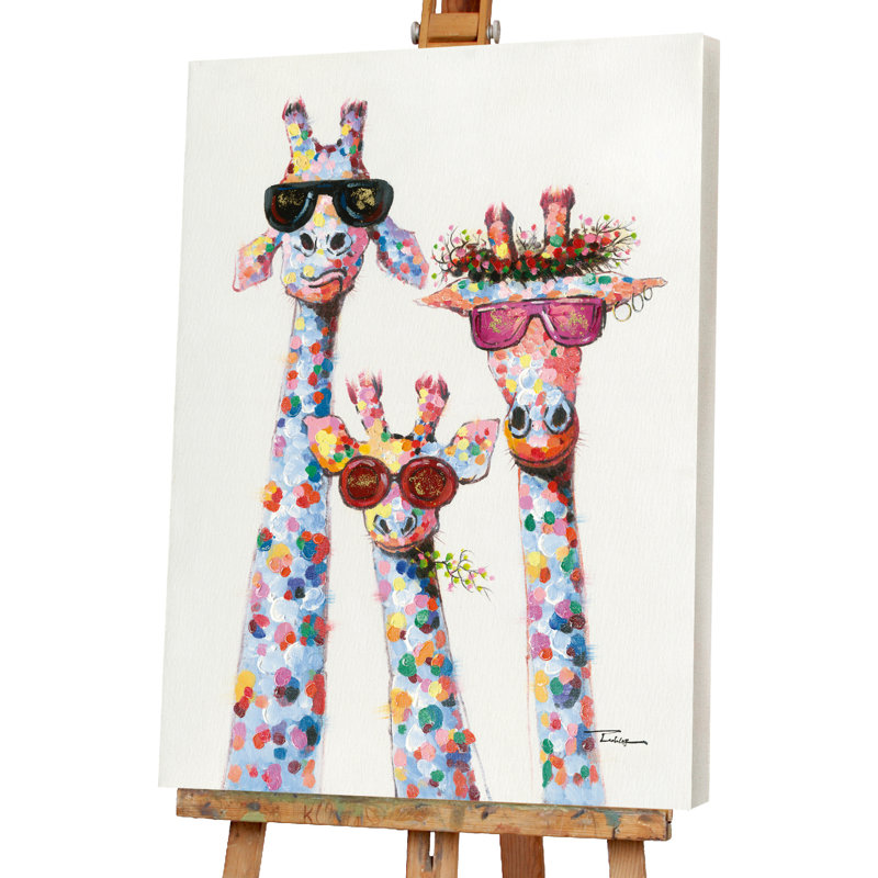 Giraffes Morning - Wrapped Canvas Painting Print, 100cm H x 70cm W x 4cm D