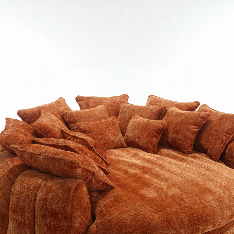 Canapé-lit surdimensionné avec accoudoirs, Chenille orange