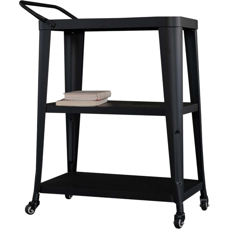 3-Tiered Metal Frame Industrial Dining Cart with Swivel Wheels, Perfect for Kitchen and Party Use, Durable and Mobile, Black