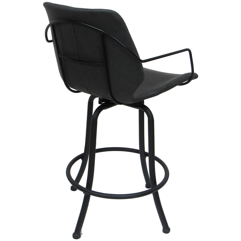 Noie Swivel Upholstered Counter Stool with Metal Frame, Gray, Bar Stool (30” Seat Height)