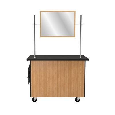 Mobile Science Cart with Shelving and Whiteboard/Mirror