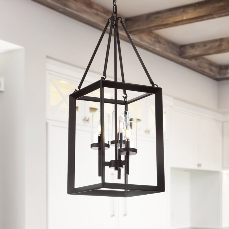 Luminaire suspendu rectangulaire 3 lumières lanternes Powell