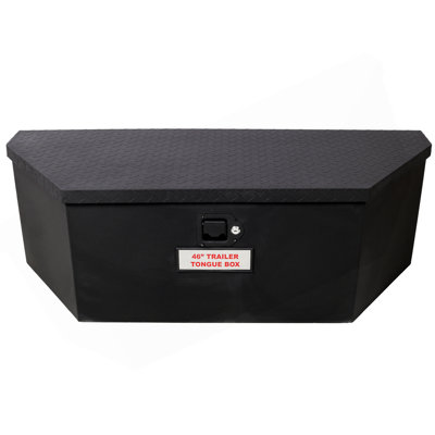 46"X18"X14.5" Tongue Truck Box Black Heavy Duty Steel Trailer Tongue Box, 6.7 CUFT Capacity, With Lock And Keys, Black Color