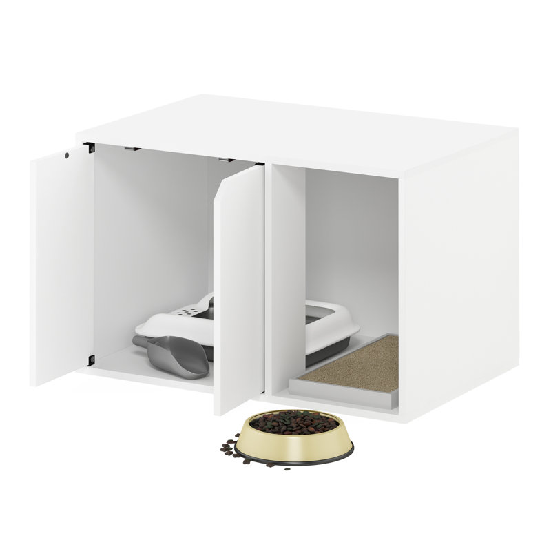 Daphie Litter Box Enclosure, White, 15.8" H x 23.6" W x 15.7" D