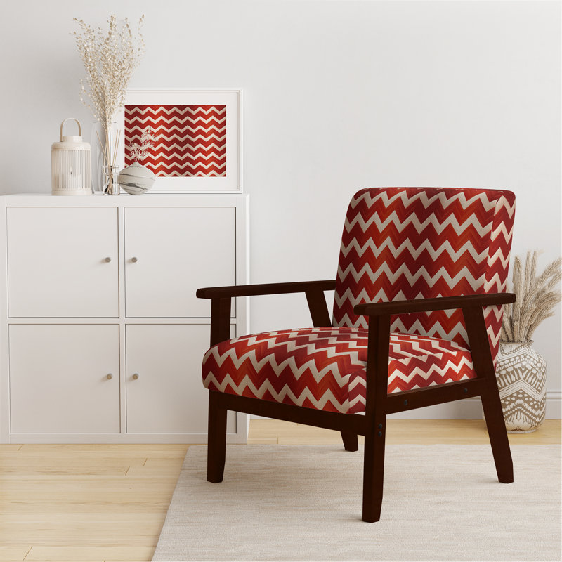 Cantina 23'' Wide Armchair, Orange/White Polyester, Brown Square Arms