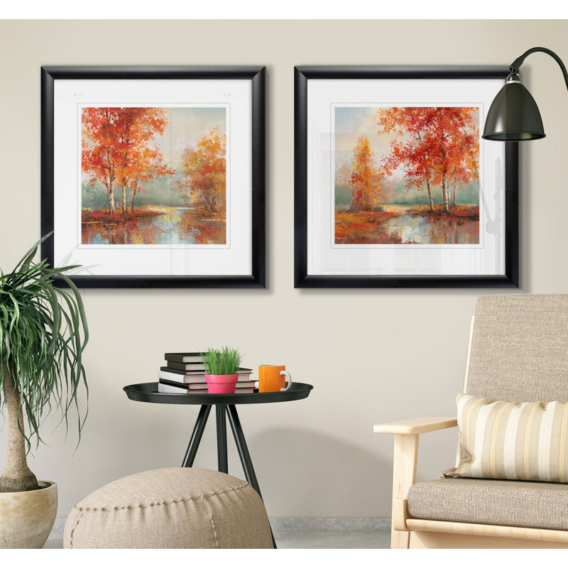 «Autumn's Grace I», ensemble de 2 reproductions encadrées, Cadre noir
